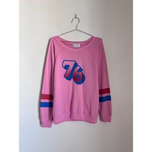 WILDFOX 76 Varsity Sweatshirt in Pink Size MEDIUM